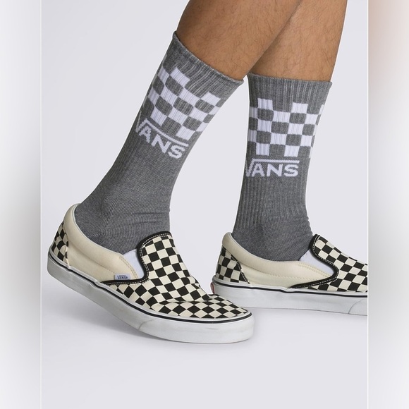 Vans Accessories - VANS Women’s Crew Socks Gray White Checkered One Pair Size 6.5-10